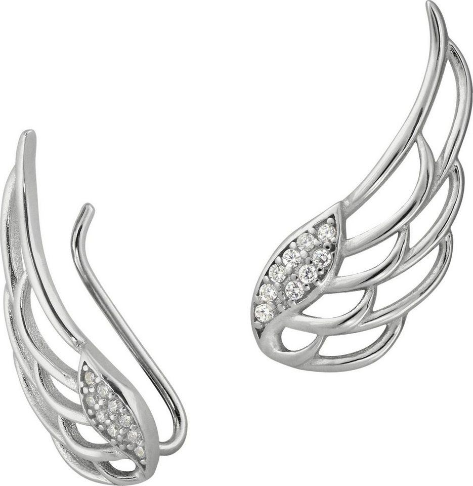 SilberDream Paar Ohrklemmen SilberDream weiß Ear Cuff Flügel Ohrringe (Ohrklemme), Damen Ohrklemme Ear Cuff Flügel 925 Sterling Silber, weiß von SilberDream