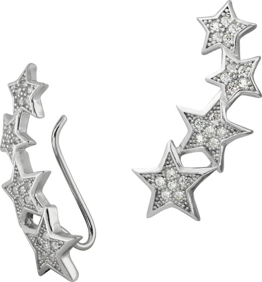 SilberDream Paar Ohrklemmen SilberDream weiß Ear Cuff Sterne Ohrringe (Ohrklemme), Damen Ohrklemme Ear Cuff Sterne 925 Sterling Silber, weiß von SilberDream