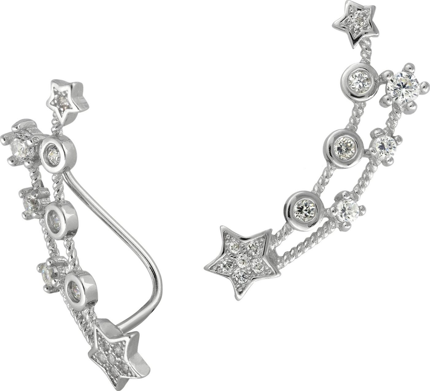 SilberDream Paar Ohrklemmen SilberDream weiß Ear Cuff Sternenschweif (Ohrklemme), Damen Ohrklemme Ear Cuff Sternenschweif 925 Sterling Silber, weiß von SilberDream