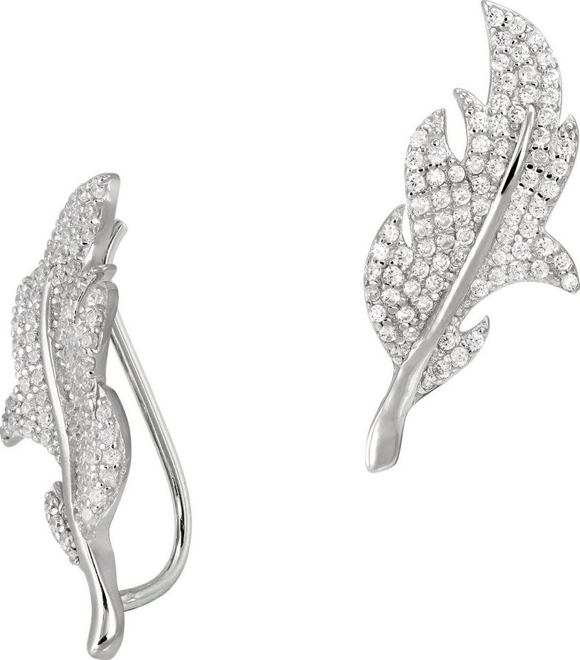 SilberDream Paar Ohrklemmen SilberDream weiß Ear Cuff Blatt Ohrringe (Ohrklemme), Damen Ohrklemme Ear Cuff Blatt 925 Sterling Silber, weiß von SilberDream