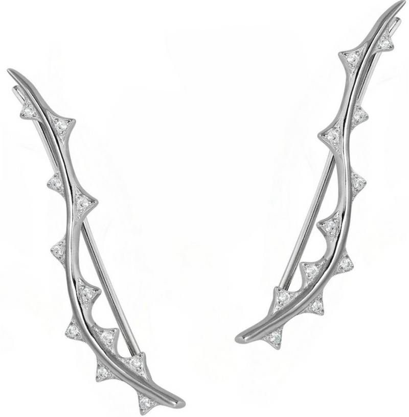 SilberDream Paar Ohrklemmen SilberDream weiß Ear Cuff Zickzack (Ohrklemme), Damen Ohrklemme Ear Cuff Zickzack 925 Sterling Silber, silber, weiß von SilberDream