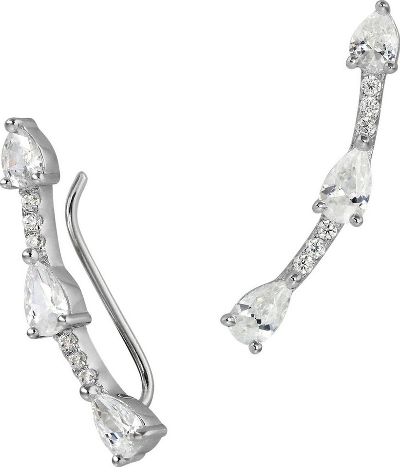 SilberDream Paar Ohrklemmen SilberDream weiß Ear Cuff Drops Ohrringe (Ohrklemme), Damen Ohrklemme Ear Cuff Herz 925 Sterling Silber, silber, weiß von SilberDream