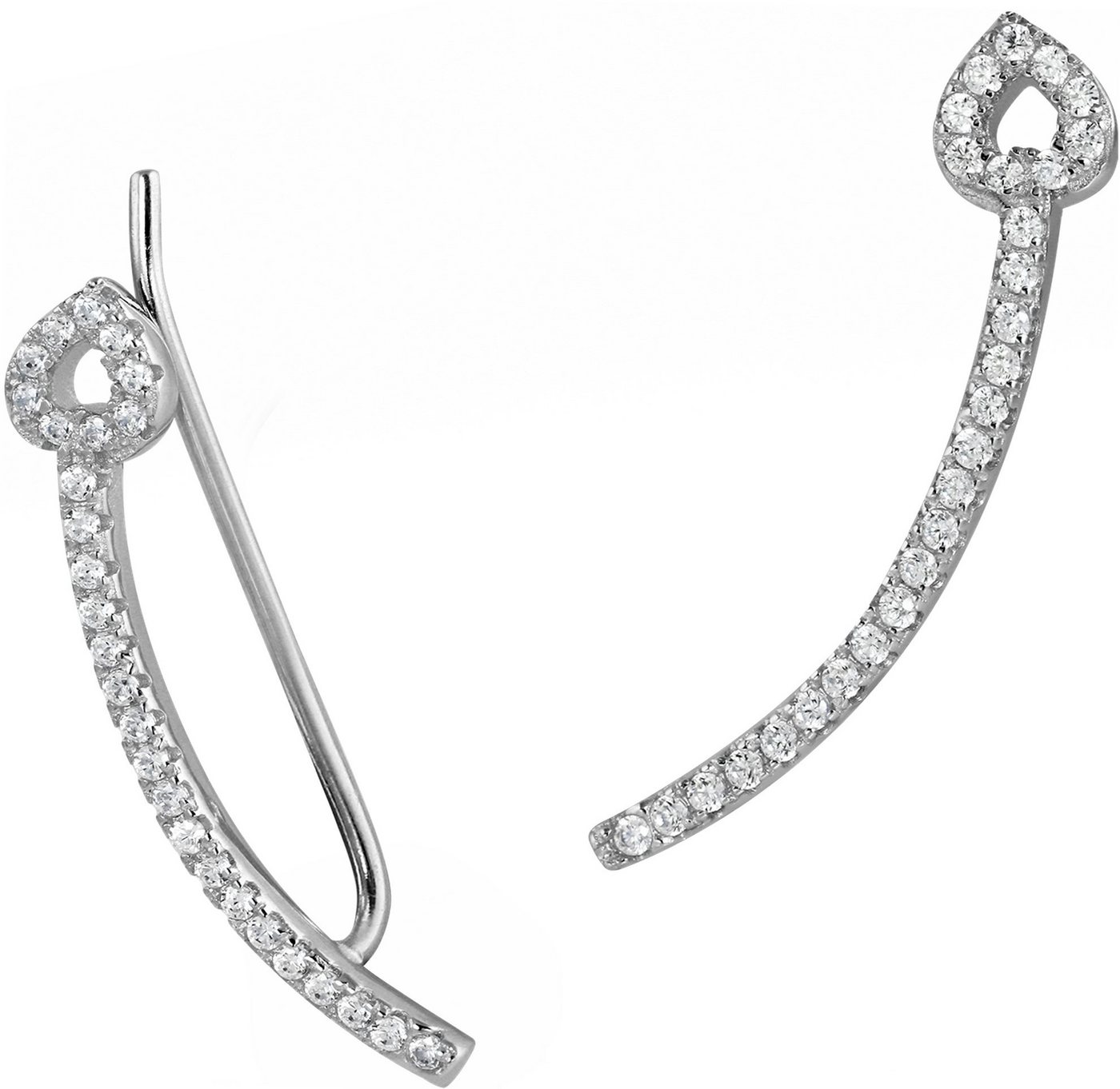 SilberDream Paar Ohrklemmen SilberDream weiß Ear Cuff Herz Ohrringe (Ohrklemme), Damen Ohrklemme Ear Cuff Herz 925 Sterling Silber, silber, weiß von SilberDream