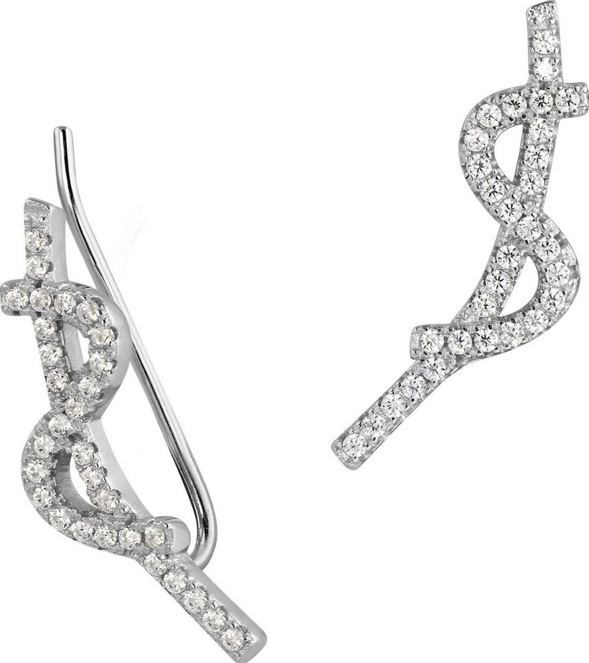 SilberDream Paar Ohrklemmen SilberDream weiß Ear Cuff Wave Ohrringe (Ohrklemme), Damen Ohrklemme Halbmond Ear Cuff 925 Sterling Silber, weiß von SilberDream