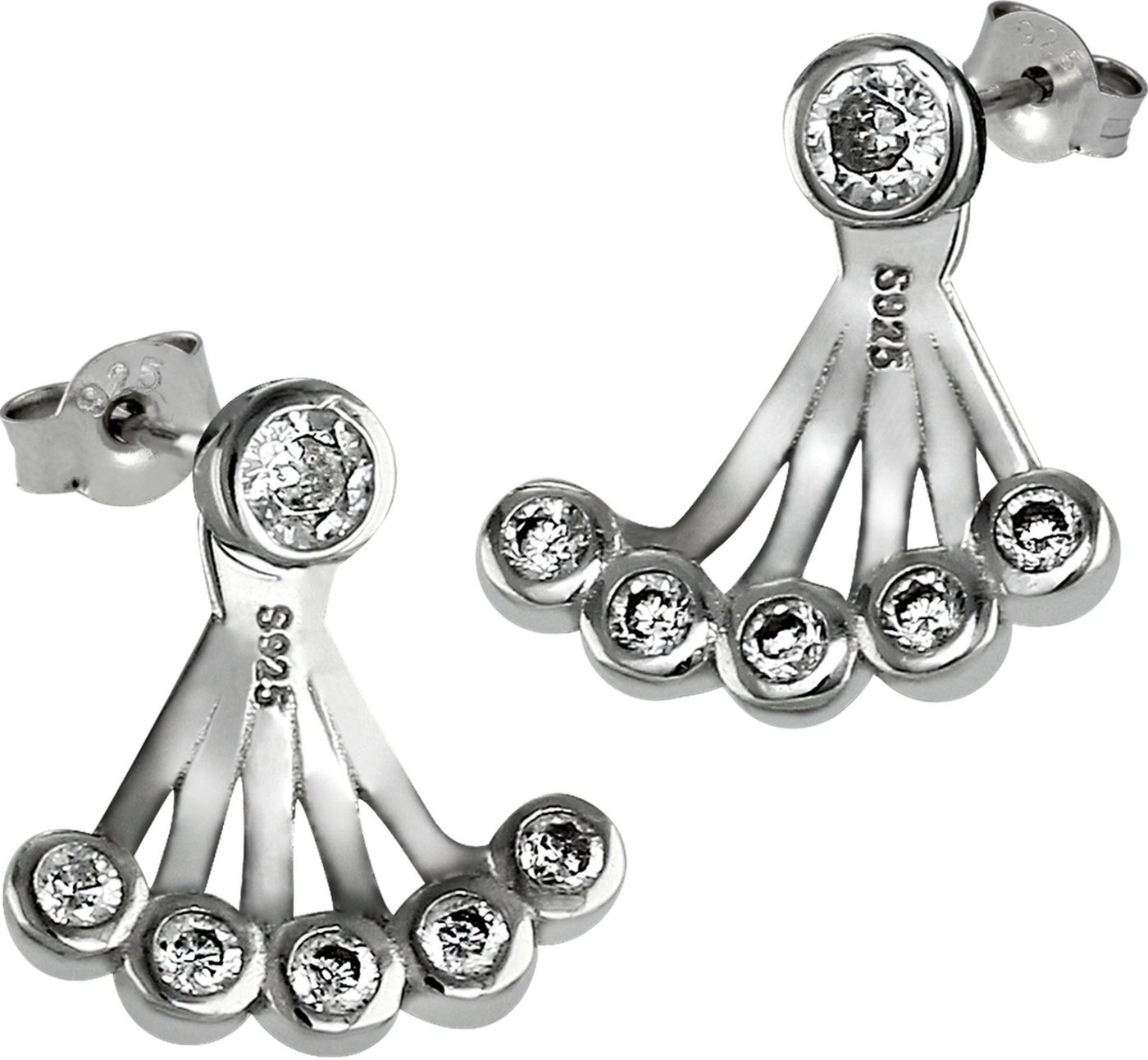 SilberDream Paar Ohrstecker SilberDream Ear Cuff Rund Ohrringe (Ohrstecker), Damen Ohrstecker Ear Cuff Rund 925 Sterling Silber, weiß, silber von SilberDream