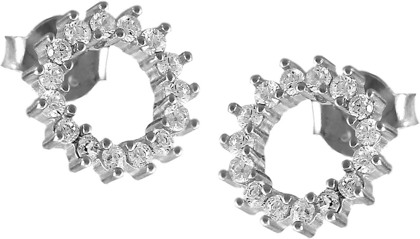 SilberDream Paar Ohrstecker SilberDream weiß Sonnenkranz Ohrringe (Ohrstecker), Damen Ohrstecker Stern offen 925 Sterling Silber, weiß von SilberDream