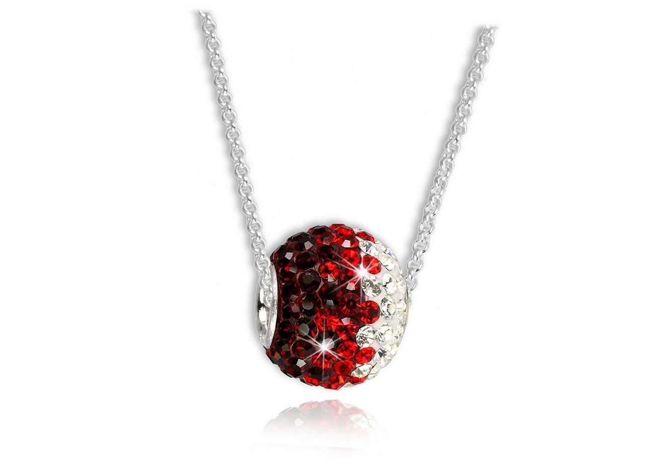 SilberDream Schmuckset SilberDream Zirkonia Kette Bead (Schmuckset, 2-tlg., Schmucksets), Damen Schmucksets aus Silber, Zirkonia, Farbe: silber, weiß, rot von SilberDream