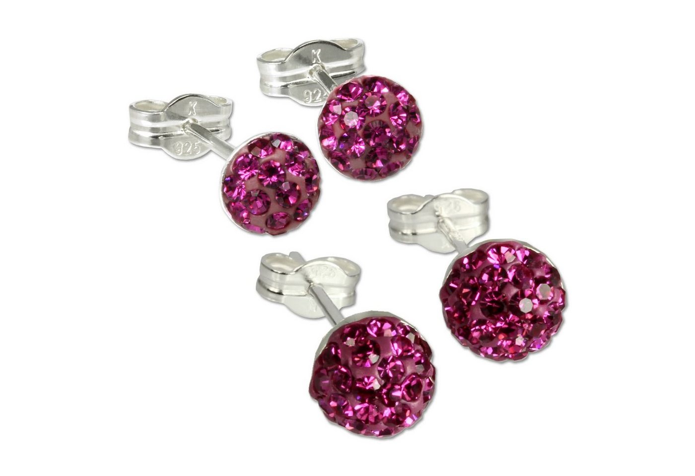 SilberDream Schmuckset SilberDream Set Ohrstecker Halbkugel 5,7mm (Schmuckset, 2-tlg., Schmucksets), Damen Schmucksets aus Silber, Zirkonia, Farbe: silber, pink, Halbkugel von SilberDream