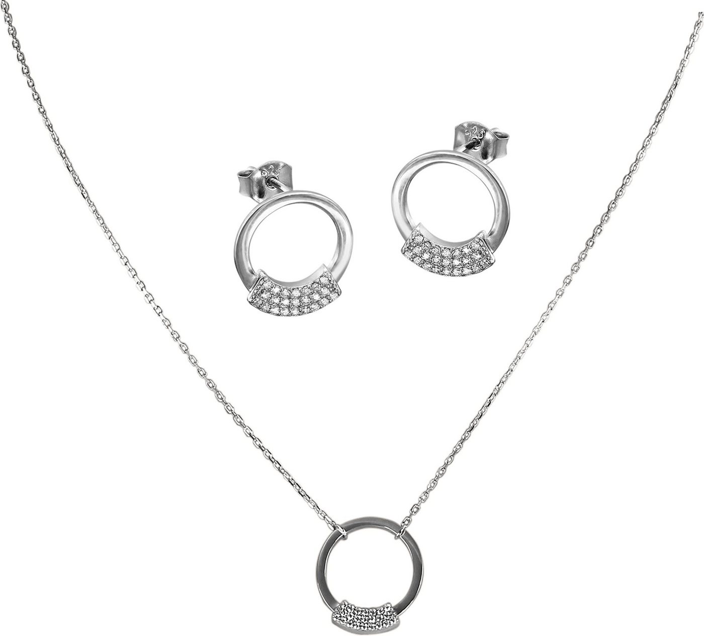 SilberDream Schmuckset SilberDream Kette+Ohrringe Zirkonia Set (Schmuckset, 2-tlg., Schmucksets), Damen Schmucksets aus 925er Sterling Silber, Farbe: silber, weiß von SilberDream