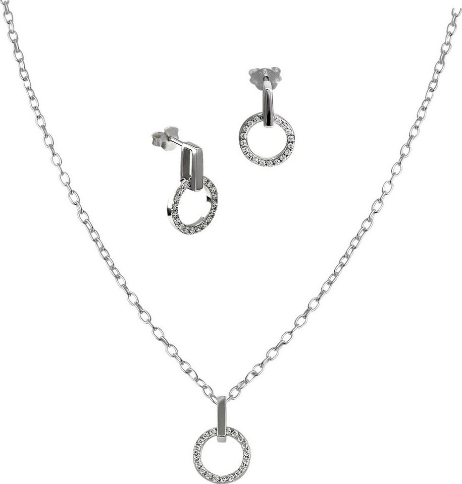 SilberDream Schmuckset SilberDream Kette+Ohrringe Schmuck Set (Schmuckset, 2-tlg., Schmucksets), Damen Schmucksets aus 925er Sterling Silber, Farbe: silber, weiß von SilberDream