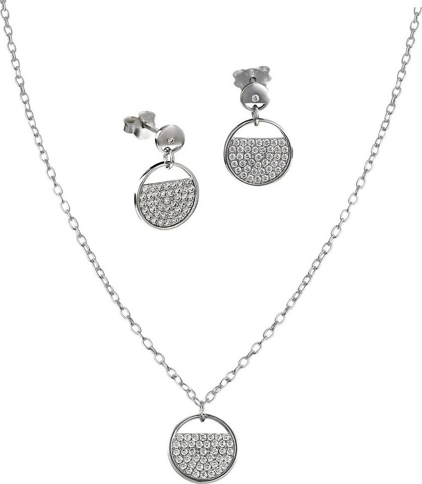 SilberDream Schmuckset SilberDream Kette+Ohrringe Zirkonia (Schmuckset, 2-tlg., Schmucksets), Damen Schmucksets aus 925er Sterling Silber, Farbe: silber, weiß von SilberDream