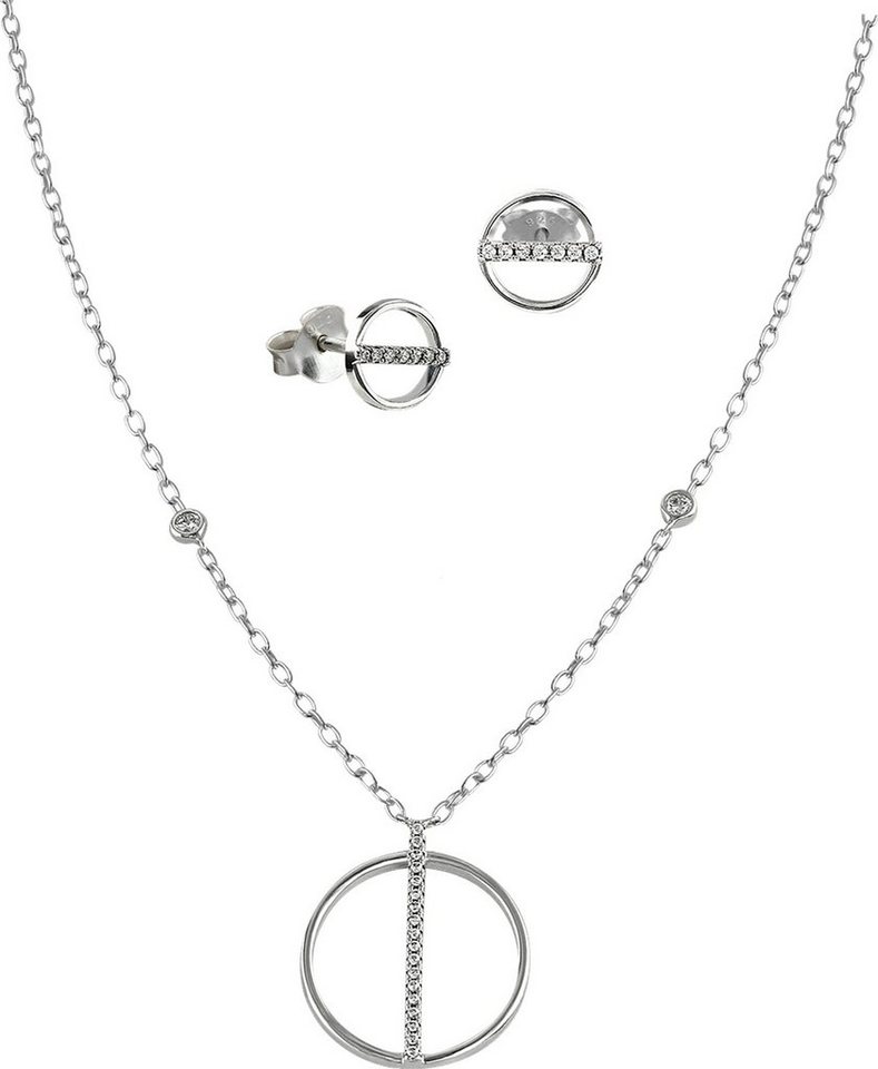 SilberDream Schmuckset SilberDream Set Kette+Ohrringe Silber (Schmuckset, 2-tlg., Schmucksets), Damen Schmucksets aus 925er Sterling Silber, Farbe: silber, weiß von SilberDream