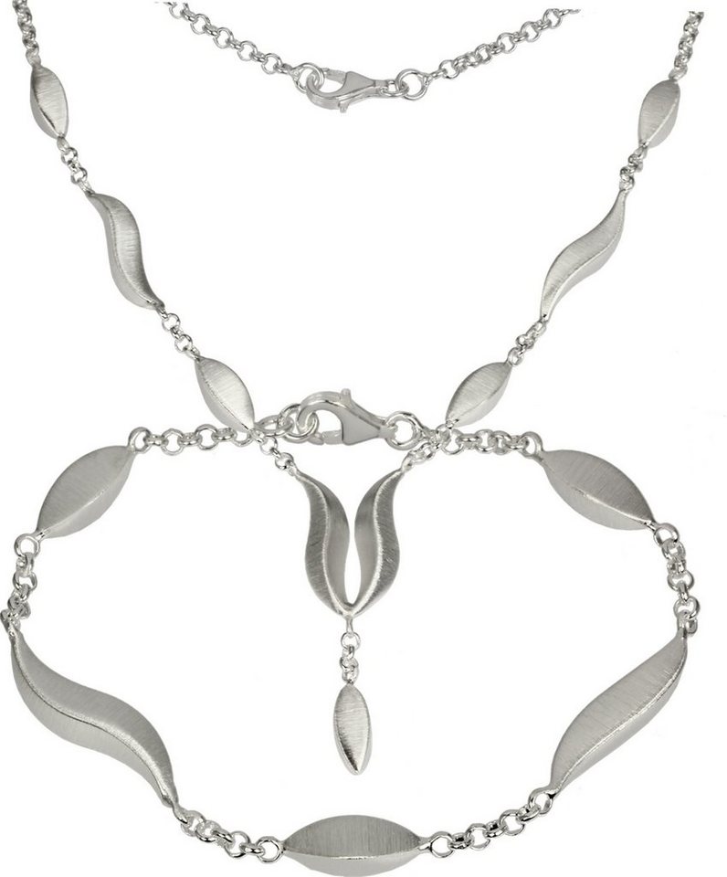 SilberDream Schmuckset SilberDream Collier & Armband matt Wave (2-tlg., Schmucksets), Damen Schmucksets aus 925 Sterling Silber, Farbe: silber von SilberDream