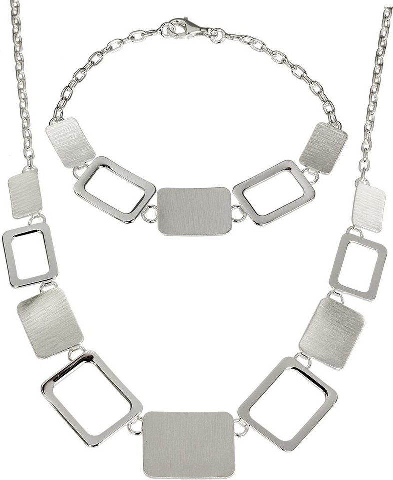 SilberDream Schmuckset SilberDream Collier & Armband matt Square (Schmuckset, 2-tlg., Schmucksets), Damen Schmucksets aus 925 Sterling Silber, Farbe: silber von SilberDream