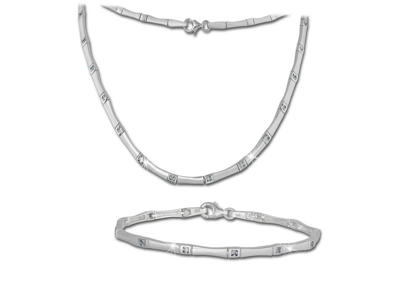 SilberDream Schmuckset SilberDream Collier & Armband Zirkonia (Schmuckset, 2-tlg., Schmucksets), Damen Schmucksets aus 925 Sterling Silber, Farbe: silber von SilberDream