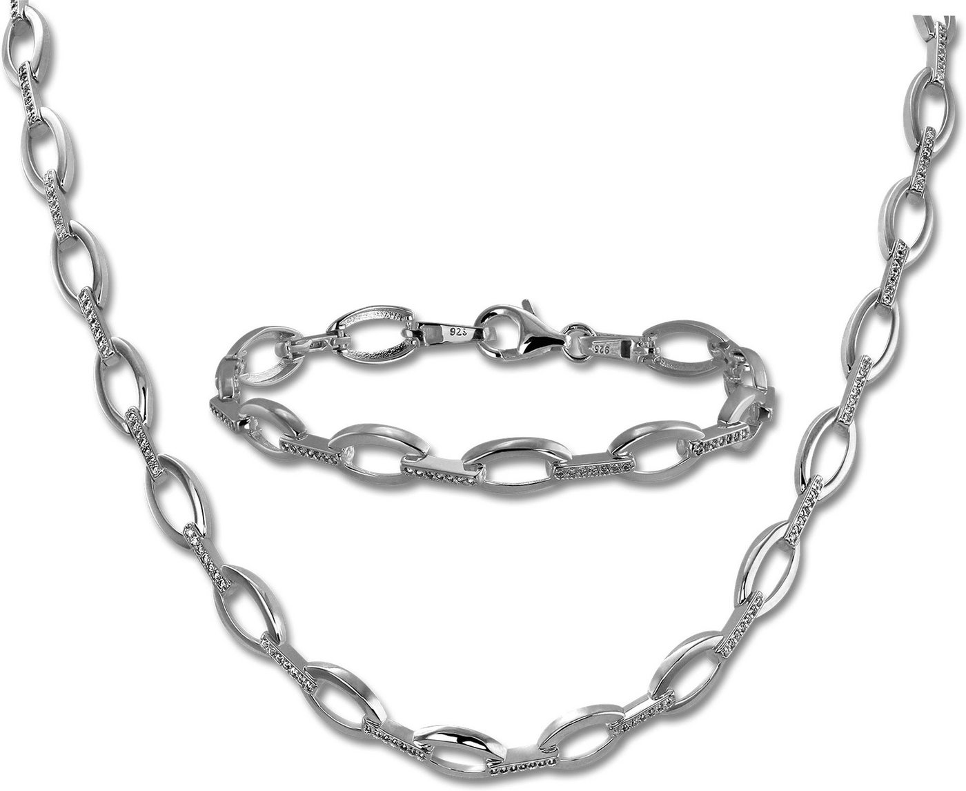 SilberDream Schmuckset SilberDream Collier & Armband Zirkonia (Schmuckset, 2-tlg., Schmucksets), Damen Schmucksets aus 925 Sterling Silber, Farbe: weiß, silber von SilberDream