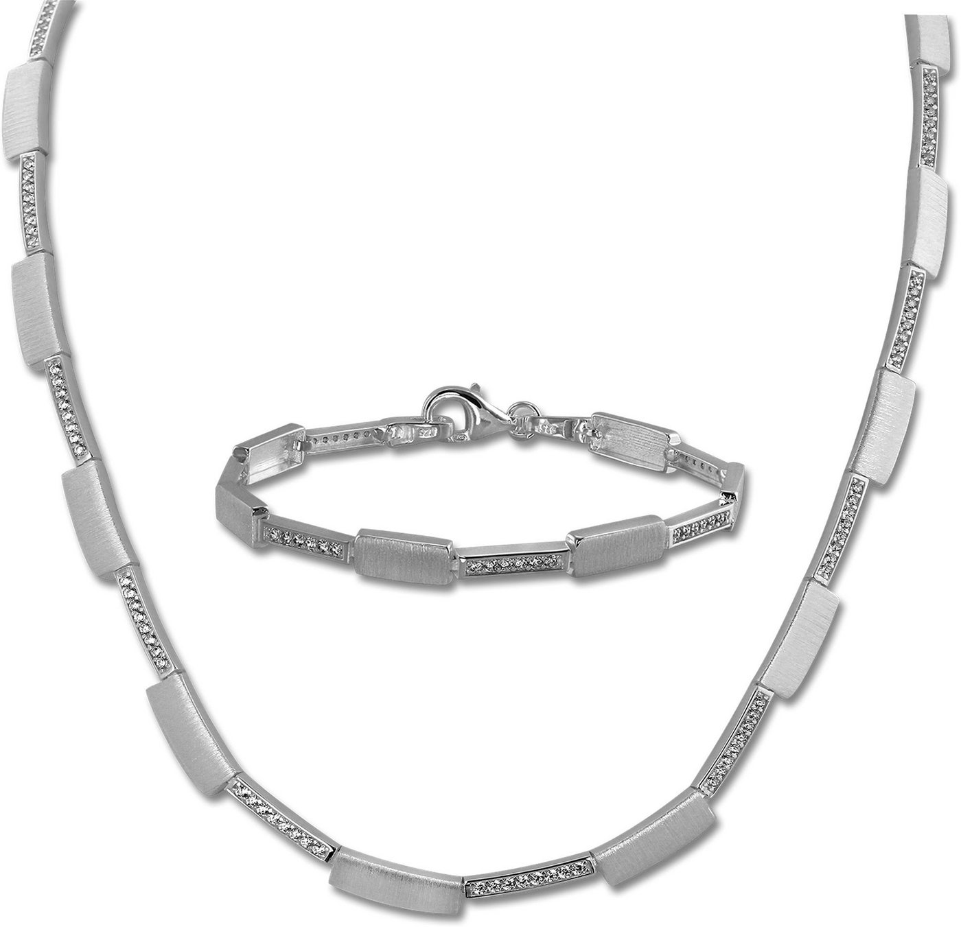 SilberDream Schmuckset SilberDream Collier & Armband Zirkonia (Schmuckset, 2-tlg., Schmucksets), Damen Schmucksets aus 925 Sterling Silber, Farbe: weiß, silber von SilberDream