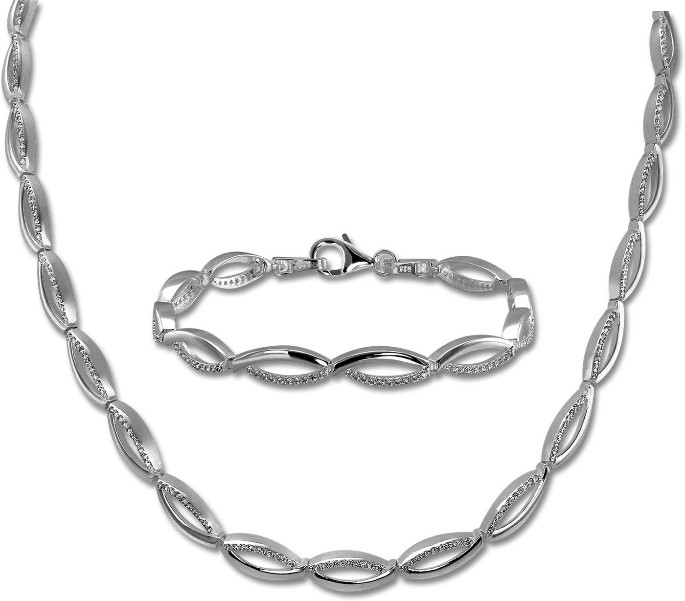 SilberDream Schmuckset SilberDream Collier & Armband Zirkonia (Schmuckset, 2-tlg., Schmucksets), Damen Schmucksets aus 925 Sterling Silber, Farbe: weiß, silber von SilberDream