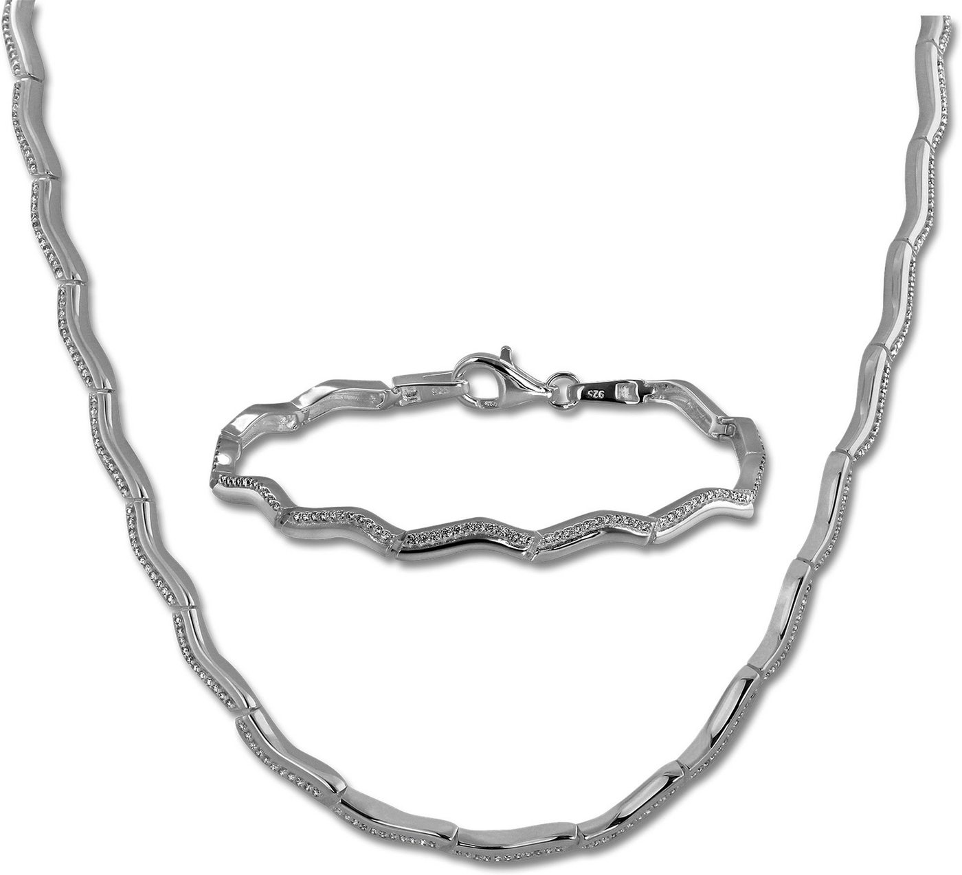 SilberDream Schmuckset SilberDream Collier & Armband Zirkonia (Schmuckset, 2-tlg., Schmucksets), Damen Schmucksets aus 925 Sterling Silber, Farbe: weiß, silber von SilberDream