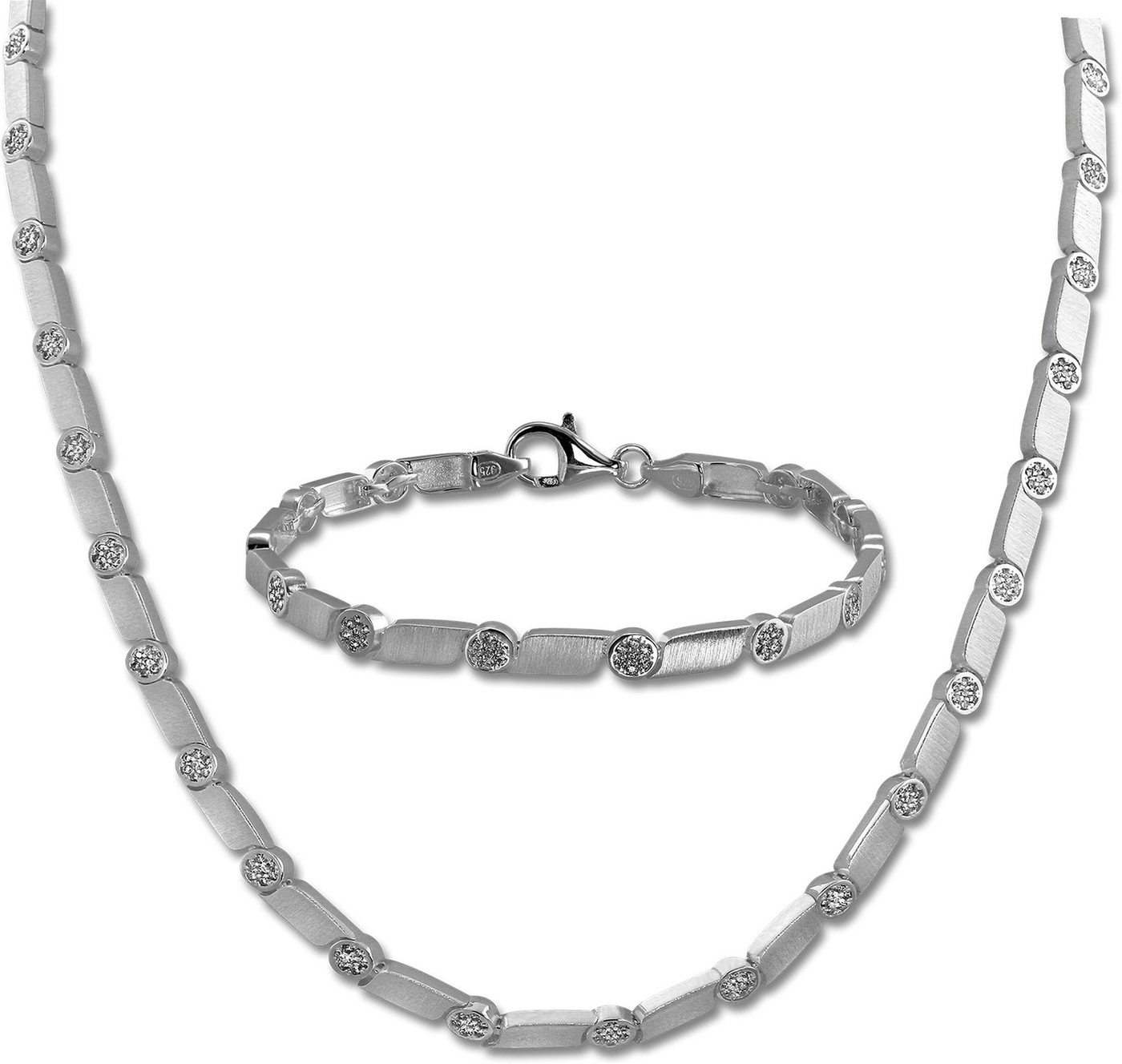 SilberDream Schmuckset SilberDream Collier & Armband Zirkonia (Schmuckset, 2-tlg., Schmucksets), Schmucksets ca. 45cm (Kette), ca. 19cm (Armband), 925 Sterling Silber von SilberDream