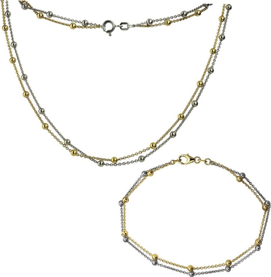 SilberDream Schmuckset SilberDream Kugeln Kette und Armband gold (Schmuckset, 2-tlg., Schmucksets), Damen Schmucksets aus 925 Sterling Silber, vergoldet (Gelbgold 333), F von SilberDream