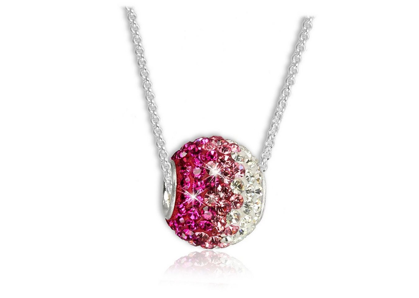 SilberDream Schmuckset SilberDream Zirkonia Kette Bead (Schmuckset, 2-tlg., Schmucksets), Damen Schmucksets aus Silber, Zirkonia, Farbe: silber, weiß, pink, ros von SilberDream