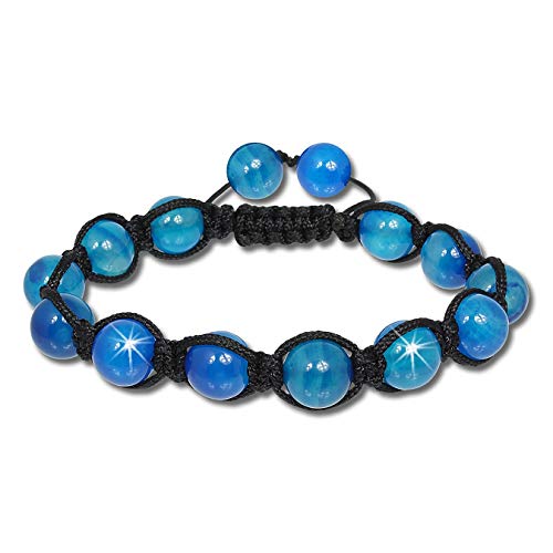 SilberDream Shamballa Armband blau Arm-Schmuck Damen Kugeln 18-23cm SDA917 Textil Armband von SilberDream