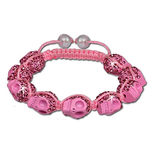 SilberDream Shamballa Armband rosa Arm-Schmuck Damen Totenkopf 18-23cm SDA920 Zirkonia Armband von SilberDream