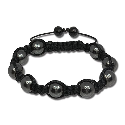 SilberDream Shamballa Armband schwarz Arm-Schmuck Damen Kugeln 18-23cm SDA919 Textil Armband von SilberDream