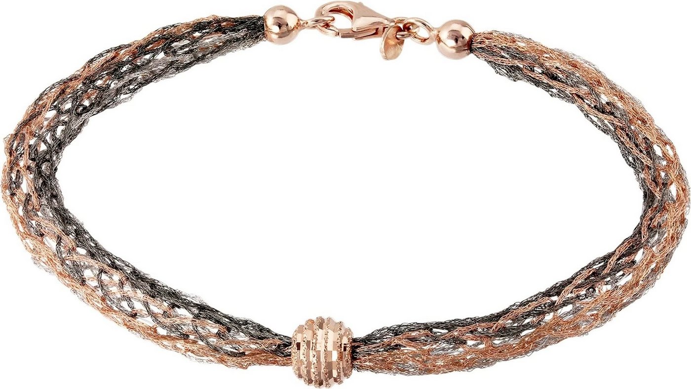 SilberDream Silberarmband SilberDream Armschmuck 20,5cm schwarz (Armband), Armbänder für Damen 925 Sterling Silber, vergoldet (Roségold 333), Mad von SilberDream