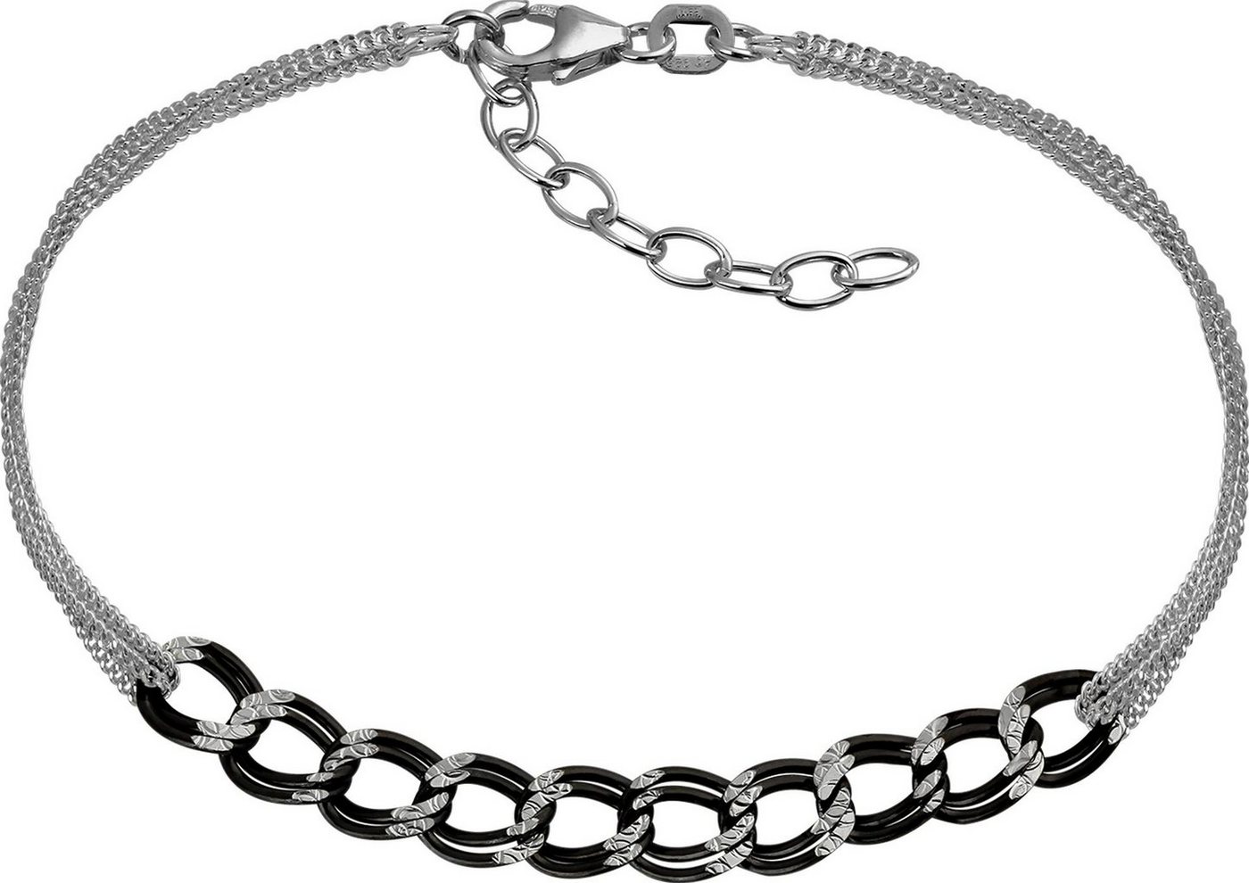 SilberDream Silberarmband SilberDream Armschmuck 18cm schwarz (Armband), Damen Armband (Fantasie) ca. 18cm, 925 Sterling Silber, Farbe: silber von SilberDream