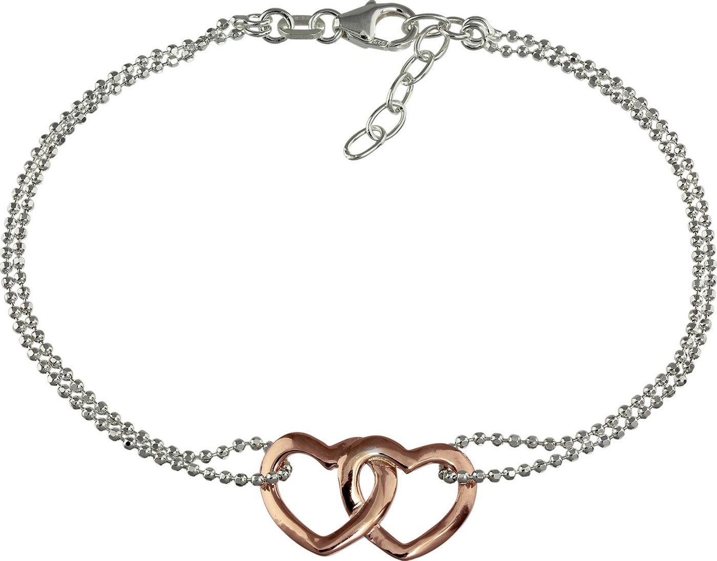 SilberDream Silberarmband SilberDream Armschmuck 18cm rose Armband (Armband), Damen Armband (Doppelherz) ca. 18cm, 925 Sterling Silber, vergoldet (R von SilberDream