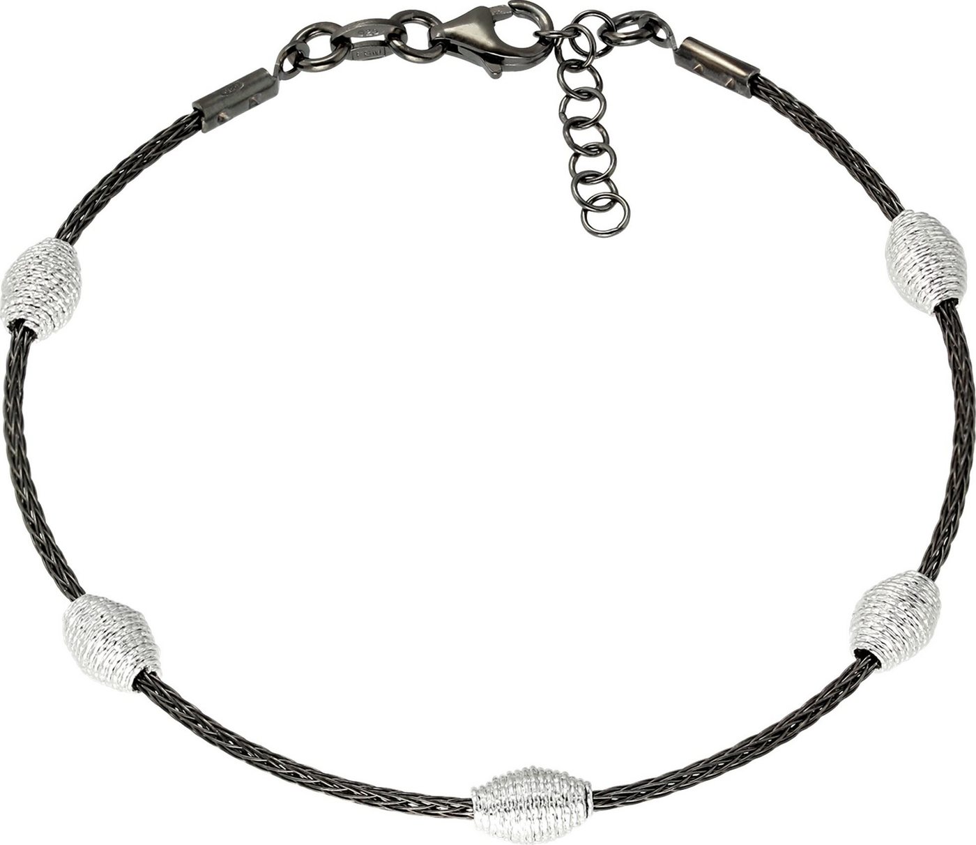 SilberDream Silberarmband SilberDream Armschmuck 19-21cm schwarz (Armband), Damen Armband (Fantasie) ca. 19cm - 21cm, 925 Sterling Silber, Farbe: von SilberDream