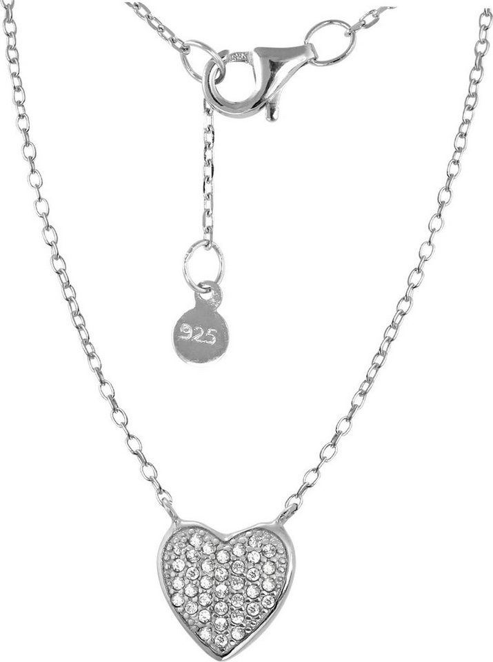 SilberDream Silberkette SilberDream Zirkonia Herz Halskette silber, Halsketten (Herz) ca. 44cm, 925 Sterling Silber, Farbe: silber von SilberDream