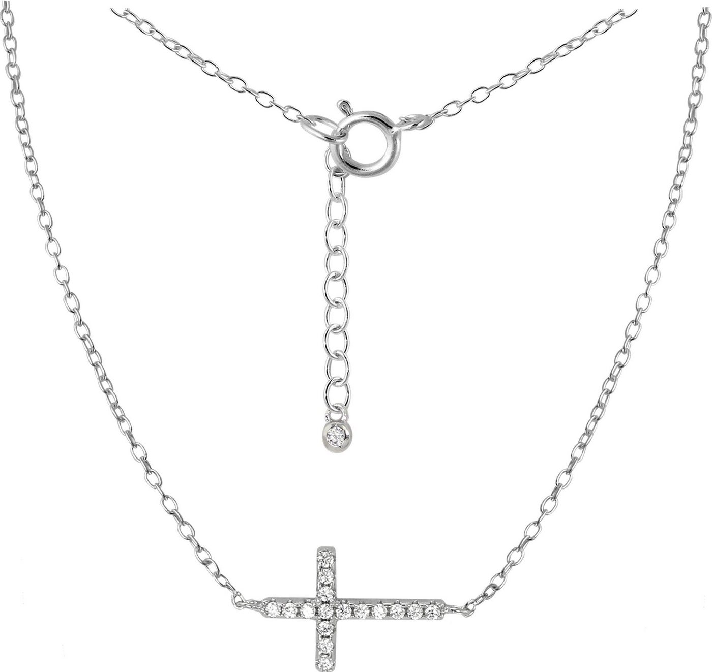 SilberDream Silberkette SilberDream Zirkonia Kreuz Halskette, Halsketten (Kreuz) ca. 46cm, 925 Sterling Silber, Farbe: silber von SilberDream