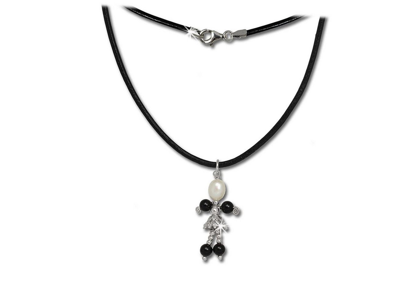 SilberDream Silberkette SilberDream Dancer Halskette weiß schwarz, Halsketten (Dancer) ca. 45cm, 925 Sterling Silber, Farbe: weiß, schwar von SilberDream