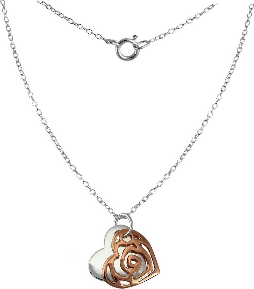 SilberDream Silberkette SilberDream Herz Halskette silber rose, Halskette (Herz) ca. 45,5cm, 925 Sterling Silber, vergoldet (Rosegold von SilberDream