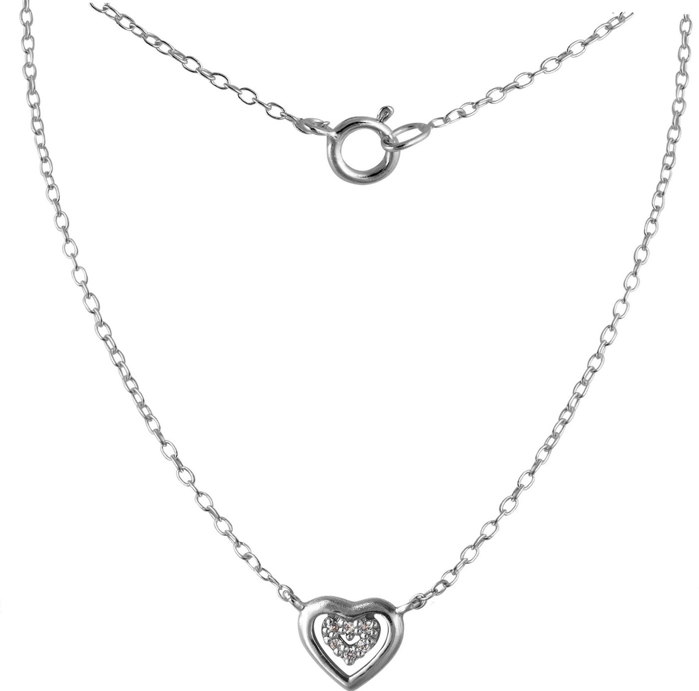 SilberDream Silberkette SilberDream Herz Halskette Silber Damen (Halskette), Halskette (Herz) ca. 45cm, 925 Sterling Silber, Farbe: silber von SilberDream