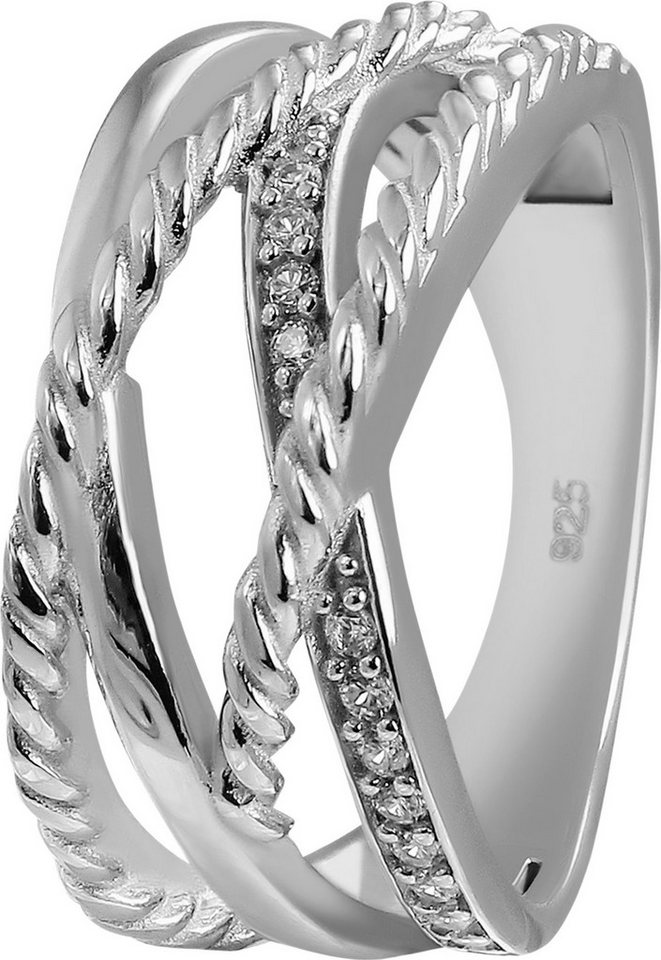 SilberDream Silberring SilberDream Ring Bandring gedreht (Fingerring), Damen Ringe, 56 (17,8) 925er Sterling Silber Bandring silber, weiß von SilberDream