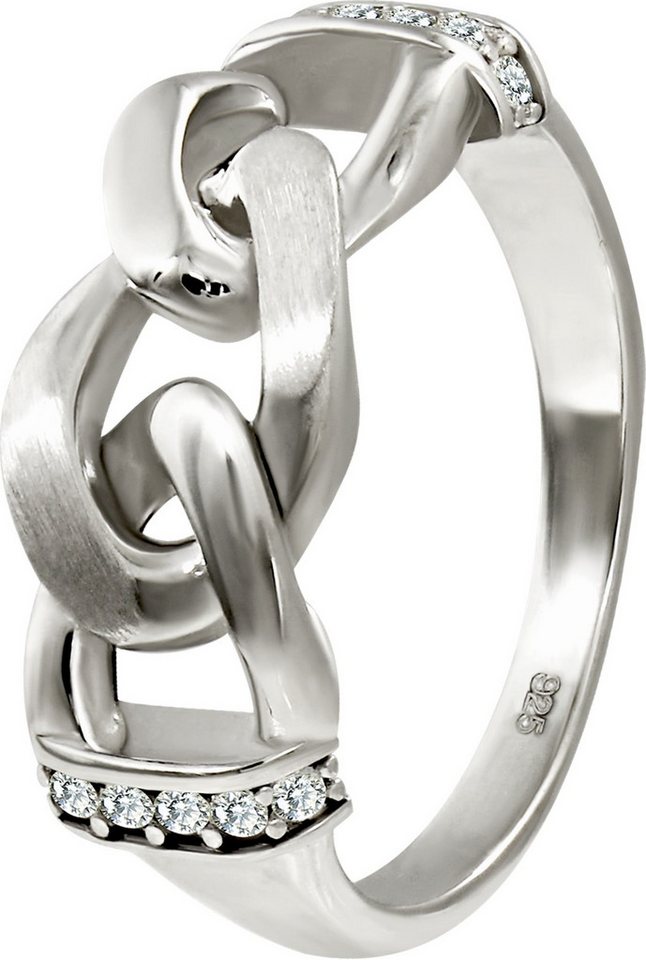 SilberDream Silberring SilberDream Ring Chain Zirkonia weiß (Fingerring), Damen Ringe, 58 (18,5) 925er Sterling Silber Chain silber, weiß von SilberDream