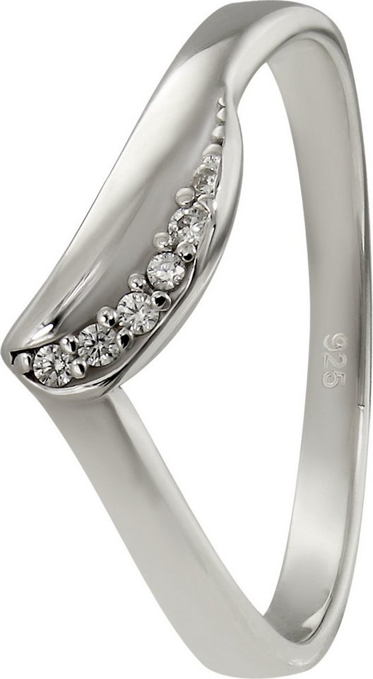 SilberDream Silberring SilberDream Ring Wave Zirkonia weiß (Fingerring), Damen Ringe, 58 (18,5) 925er Sterling Silber Wave silber, weiß von SilberDream
