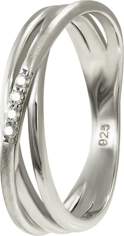 SilberDream Silberring SilberDream Ring Wickeloptik Zirkonia (Fingerring), Damen Ringe, 58 (18,5) 925er Sterling Silber Wickeloptik silber, weiß von SilberDream