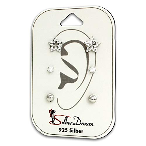 SilberDream Zirkonia 3er Ohrringe Ohrstecker Schmuck-Set 925 Silber SDS607WJ Silber Ohrstecker von SilberDream