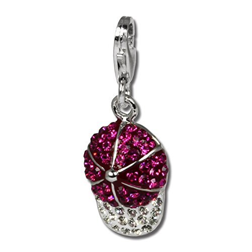 SilberDream fuchsia Charm Basecap Zirkonia 925 Silber Damen Anhänger GSC528V Silber Charmsschmuckanhänger von SilberDream