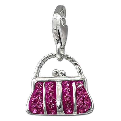 SilberDream fuchsia Charm Tasche groß Zirkonia 925 Silber Damen Anhänger GSC559P Silber Charmsschmuckanhänger von SilberDream