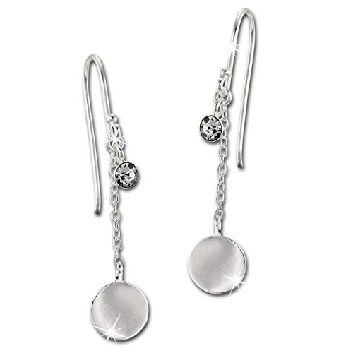SilberDream weiß Plättchen Ohrringe Zirkonia 925 Silber Damen Ohrhänger SDO8812W Silber Ohrhänger von SilberDream