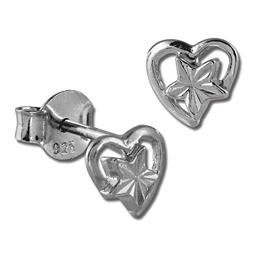 Teenie-Weenie Ohrringe für Kinder 925er Echt Silber Ohrstecker Herz SDO405 Silber Ohrstecker von SilberDream