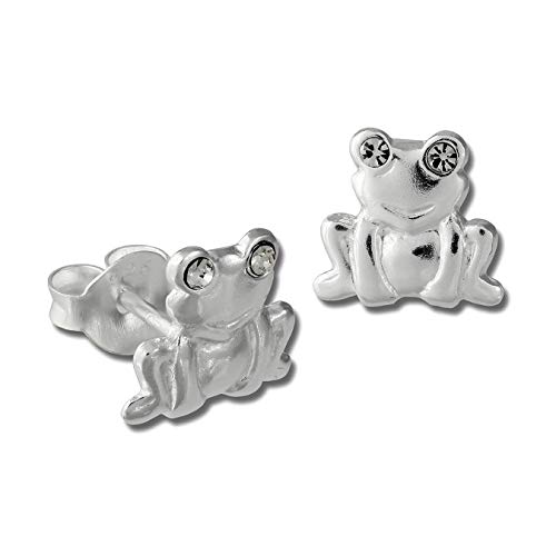 Teenie-Weenie Ohrstecker für Kinder 925 Silber weiß Frosch Ohrringe D3SDO8022W Silber Ohrschmuck für Kinder von SilberDream