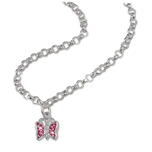 Teenie-Weenie Schmetterling Halskette silber rosa 38cm Echt 925 Silber SDK01538 Silber Halskette von SilberDream