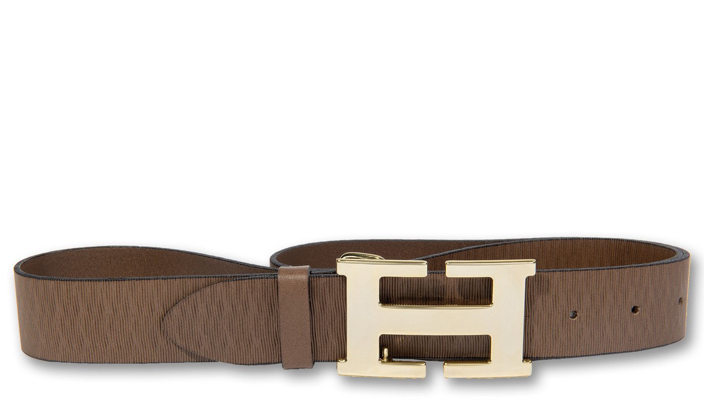 Silbergift Koppelgürtel Koppelgürtel mit beeindruckender Goldschließe in H-Form von Silbergift